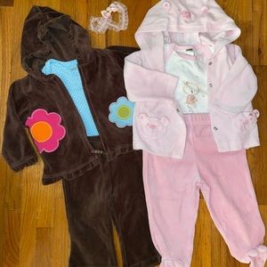 Girls lot of fleece outfits 6-9 mo Carter’s EUC 🌸